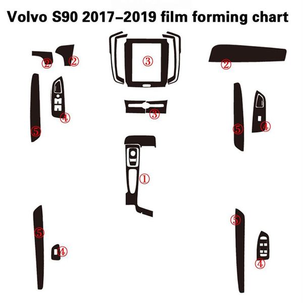 Für Volvo S90 2017-2019 Selbstklebende Autoaufkleber 3D 5D Kohlefaser Vinyl Autoaufkleber und Abziehbilder Auto Styling Accessories2988