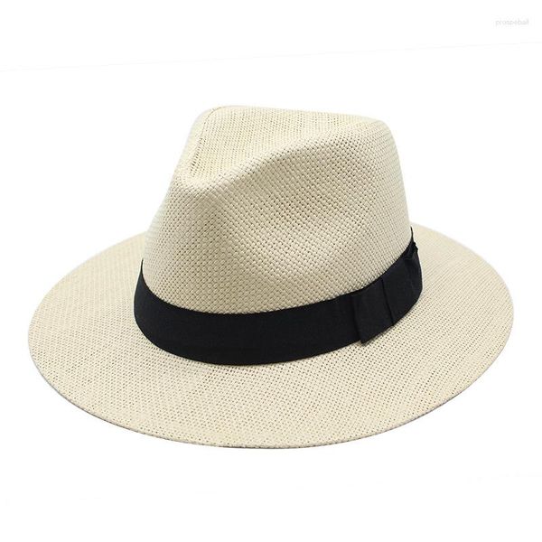 Breite Krempe Hüte Sommer Strohhut Unisex Panama Jazz Outdoor Urlaub Strandkappe mit Band Fedora Sonne