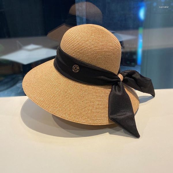 Breite Krempe Hüte Bowknot Zusammenklappbare Frauen Sommer Schattierung Strohhut Sonnenschutz Koreanische Version Kuppel Strandkappe Visier