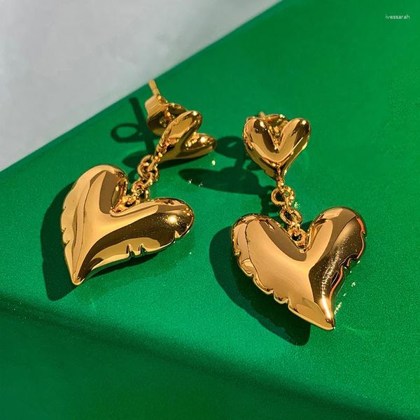 Brincos pendentes 2023 moda banhado a ouro 24 quilates coração feminino joias de designer presentes da moda