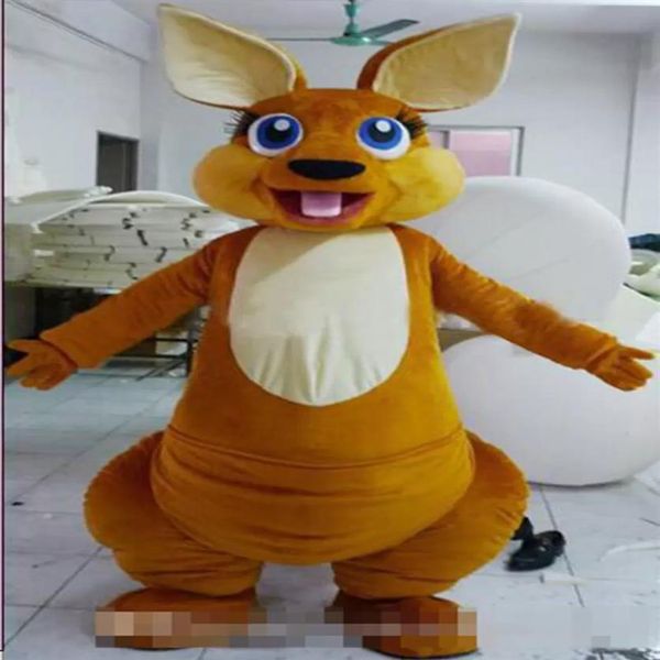 Costume della mascotte del canguro sveglio di Halloween Alta qualità Personalizza Personaggio dei cartoni animati Peluche Anime Tema Formato adulto Natale Carn323b
