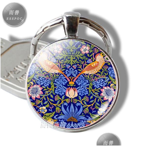 Anahtarlıklar Landards Sanatsal Keychain Sanat Çiçek Desen Cam Cabochon Metal Anahtar Zinciri Moda Kolye DH8WH için El Yapımı Sıcak Kek Hediyeleri