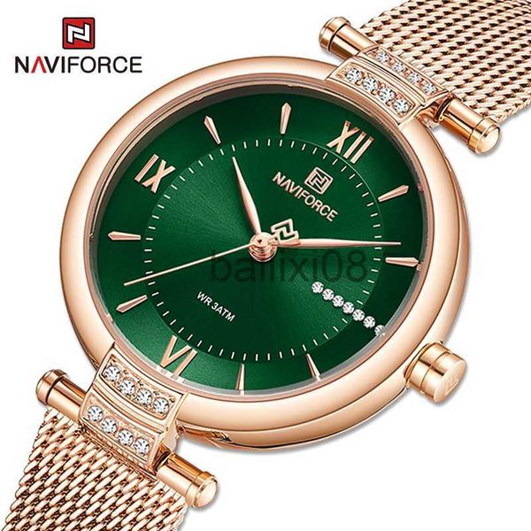 Altri orologi NAVIFORCE Orologi di diamanti di marca di lusso per le donne Moda Roman Scale Lady Orologio da polso al quarzo Cinturino in acciaio impermeabile Ragazza Brelet J230728