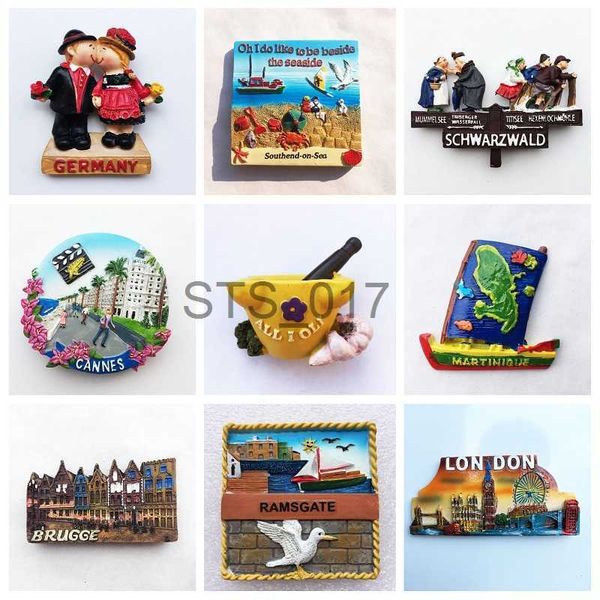 Imãs de geladeira Bélgica França Imã de geladeira Souvenir Paris Córsega Londres Bruxelas Alemanha Adesivos magnéticos para geladeira Resina 3D Decoração da casa x0731