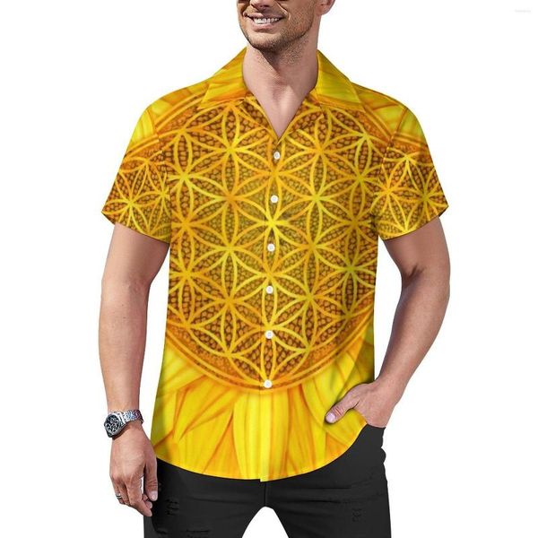 Camicie casual da uomo camicette con stampa girasole grande uomo fiore della vita camicia da spiaggia oversize vintage a maniche corte Hawaii regalo di compleanno