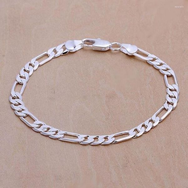 Link-Armbänder gestempelt 925 Hochzeit schönes Geschenk versilbert 6 mm Kette Männer Frauen Schmuck Mode schönes Armband