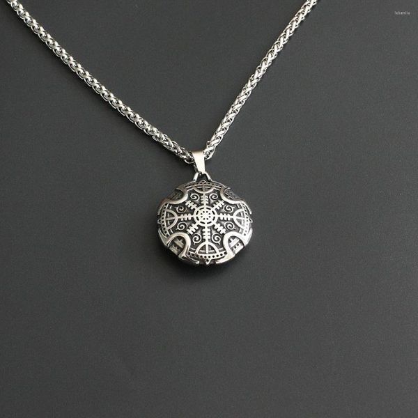 Ketten JHJT Edelstahl Halskette Kette Nordic Viking Amulett Vegvisir Kompass Anhänger Schmuck