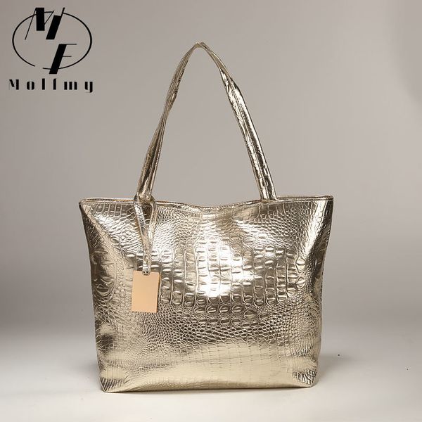 Akşam çantaları marka moda gündelik kadın omuz çantaları gümüş altın siyah el çantası pu deri kadın büyük tote çanta bayanlar el çantaları sac 230729