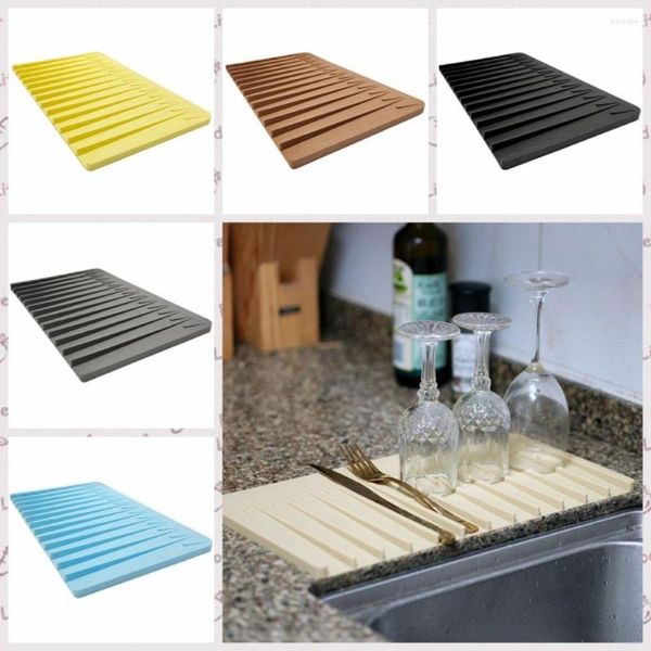 Torneiras de cozinha tapete de secagem de pratos resistente ao calor ecologicamente correto antiderrapante dispositivo de pia de silicone para balcão