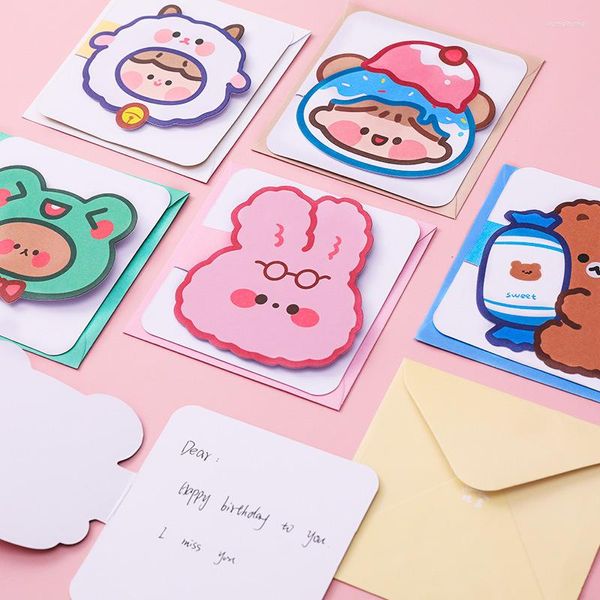 Подарочная упаковка 3PCS/Pack Cartoon Cite Greeting Card Envelope Bear Card