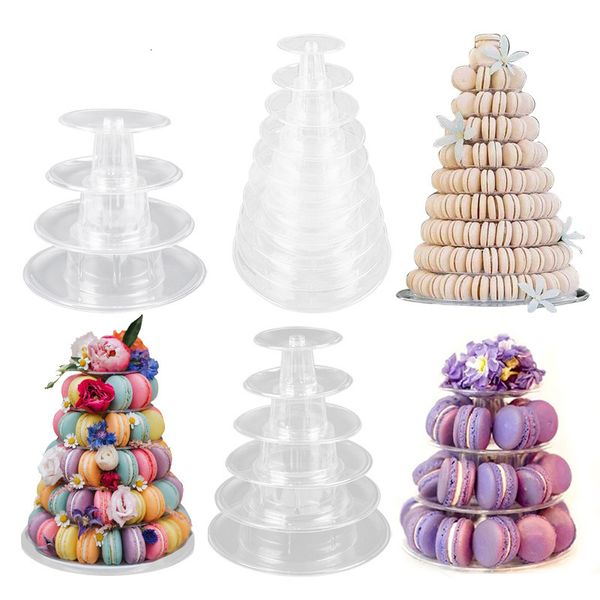 Bolo Ferramentas 4610 camadas Macaron Tower Display Stand Stands Weddings Rackt Rack Titular Cupcake Birthday Party Decorating 230731