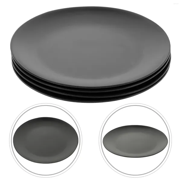 Conjuntos de louça 4 pcs bandeja de jóias de cerâmica preta placa de melamina prato jantar pizza almoço fundo plano servindo festa