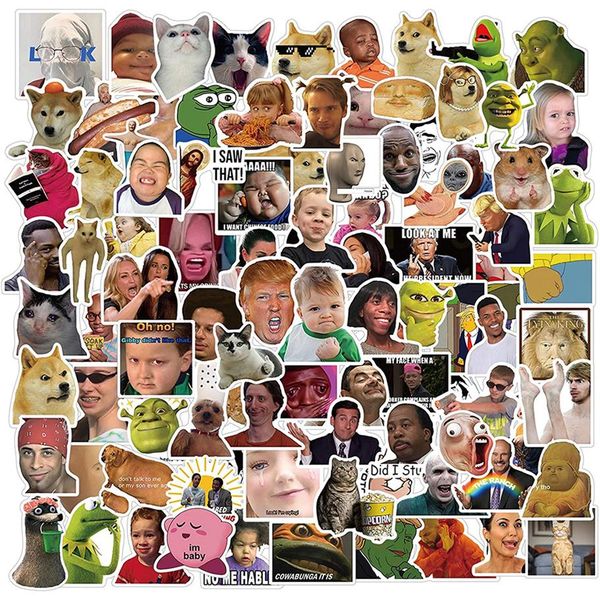 Autoaufkleber, 100 Stück, 50 Stück, lustige Meme-Aufkleber für Kinder, Laptop, Handyhülle, Scrapbooking, Auto-Graffiti, Vinyl-Aufkleber, Aufkleber-Stil, trendig, T262g