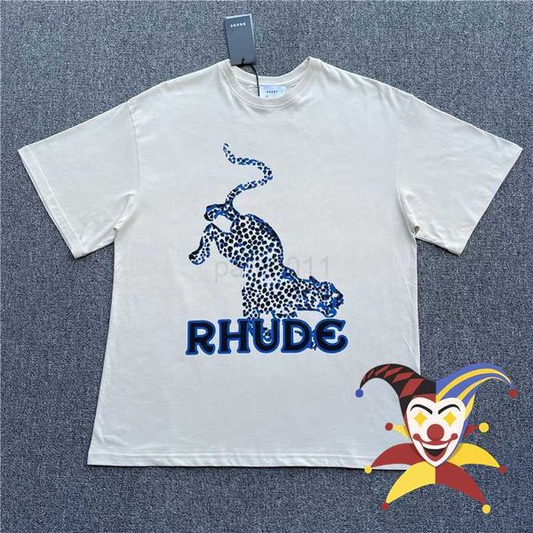 Camisetas masculinas RHUDE SS22 LEOPARD camiseta 1 1 alta qualidade RHUDE camiseta tops camiseta