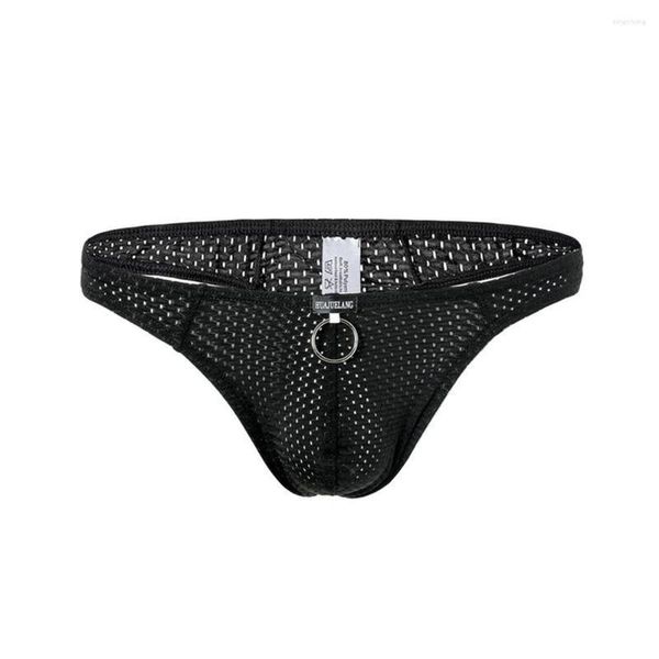 Caleçon homme Sexy Ultra-mince string taille basse culotte élasticité string t-back transparent sous-vêtement solide Lingerie respirante