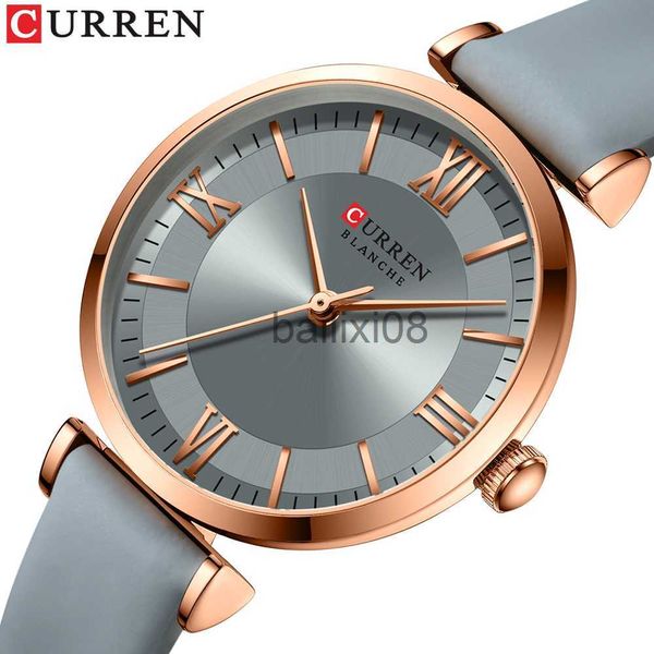 Outros Relógios CURREN Relógio Feminino Marca de Luxo Senhoras Casual Relógios de Pulso Couro À Prova D' Água Quartzo Menina Relógio Reloj Mujer Montre Femme J230728