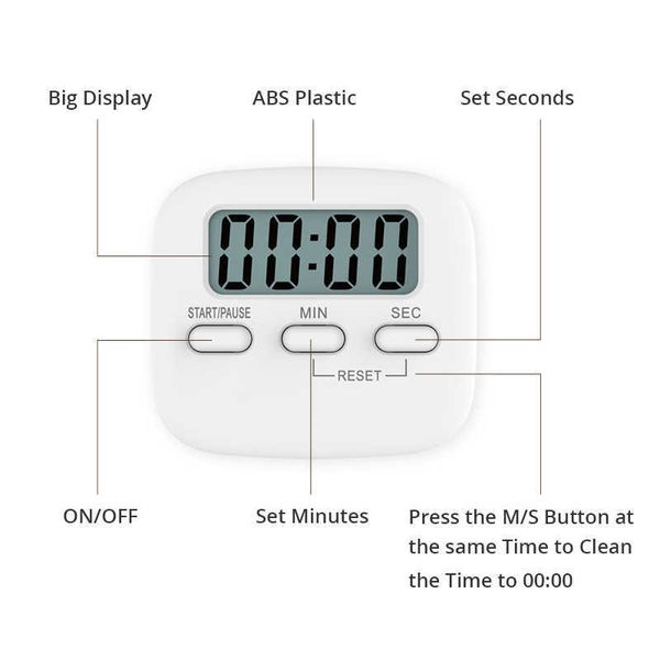 Timer, Küchentimer, Kochen, digitaler Timer, leistungsstarke Magnetrückseite, zum Kochen, Backen, Sport, Spiele, Büro, Countdown-Timer, Studenten