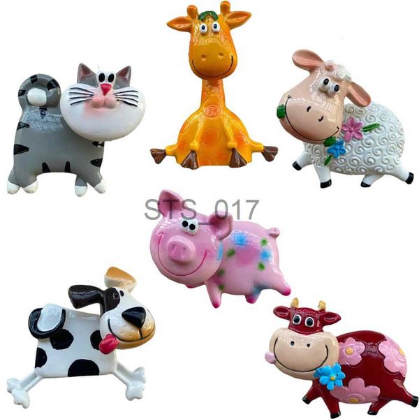 Ímãs de geladeira Novos desenhos animados Bonito Personalidade animal pintada à mão Design criativo de resina Adesivos de geladeira Cozinha Notas adesivas Decoração x0731