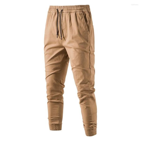 Erkek pantolon Orta Waist Kalem Cep Dantel-Up İlkbahar ve Yaz Günlük Turnlar Nefes Alabilir Gençlik Düz Renk