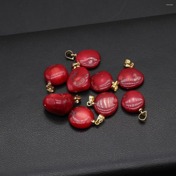 Colares com pingente 1PÇ Irregular Mar Bambu Coral Vermelho Charm Jóias Fazendo DIY Colar Brincos Acessórios Presente 14x14mm