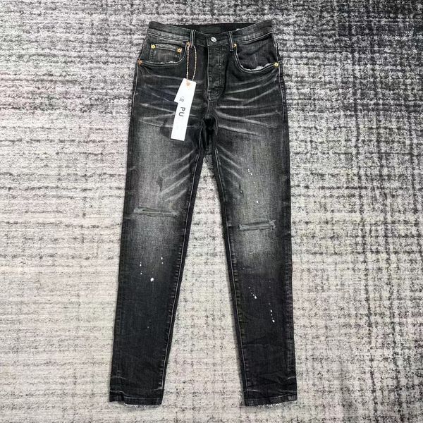 Mens Jeans Designer Jeans Roxo Jeans Skinny Jeans Rasgado Biker Slim Straight Skinny Stack Jeans Moda Jeans Mens Tendência Marca Vintage Calça Mens Roxo Jean A180