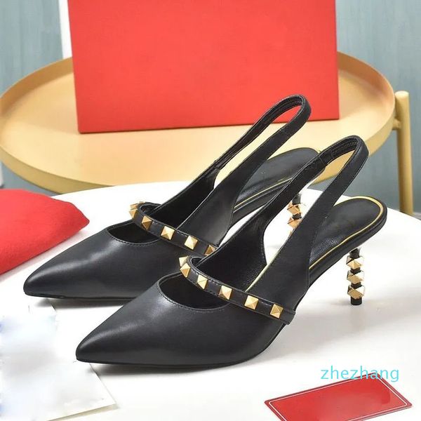 2023-Summer Kadın Boncuklu Sandalet Moda Tasarımcısı Yüksek topuklu ayakkabılar mizaç deri kapalı güzellik ayakkabıları