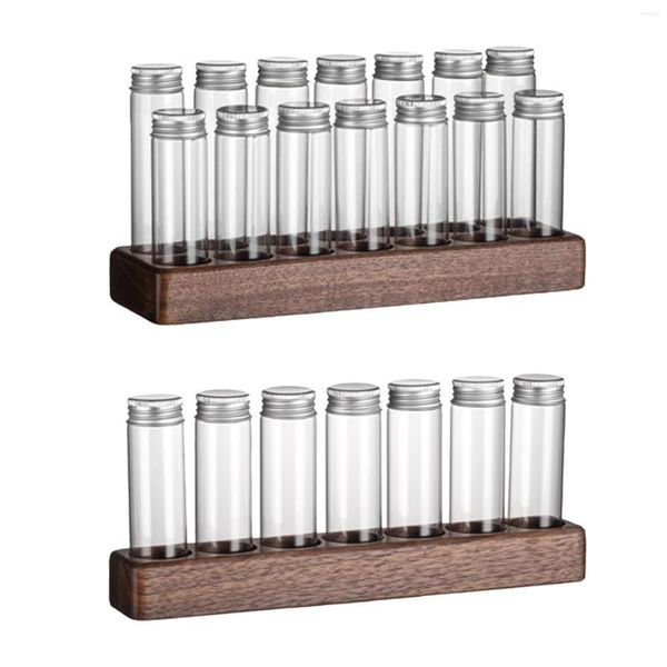 Бутылки для хранения кофейная фасоль заправленные деревянные витрины.