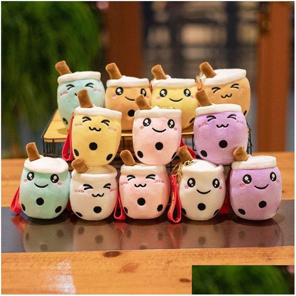 Partybevorzugung Niedlicher Bubble Tea Schlüsselanhänger Weiches Plüschtier Anhänger Gefüllte Boba Puppe Kawaii Rucksack Tasche Dekor Geburtstagsgeschenke für Mädchen Kind DHC1B