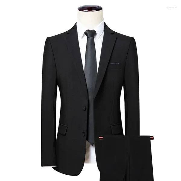 Abiti da uomo (pantaloni giacca) Matrimonio formale da lavoro Set da 2 pezzi Completo da uomo Blazer di alta qualità Pantaloni Gilet Abbigliamento uomo