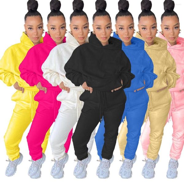 Frauen Zwei Stück Hosen Mit Kapuze 2 Set Sport Anzug Rosa Crop Top Hoodies Schweiß Frauen Passenden Sets Kleidung Outfit sportbekleidung MT262