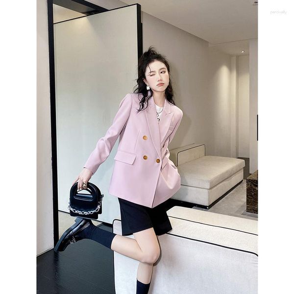 Giacche da donna Fashion Style Blazer doppiopetto con bottoni College Temperamento Versatile Mostra camicetta sottile Autunno e inverno