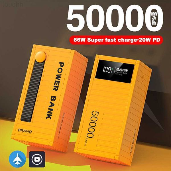 Cell Phone Power Banks 50000mAh Container Power Bank 66W Fast Charge PD20W Outdoor Powerbank Portable Power Station Batteria esterna Caricatore rapido L230731