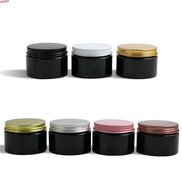 120G Black Pet Cream Make Up Jar с металлическими крышками 4 унции черный алюминиевый серебряный золотой розовые крышки и внутренняя площадка 20pcsgoods Qty309Q