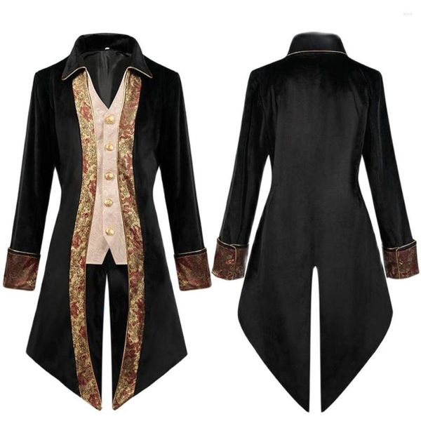 Erkek trençkotları yetişkin erkekler Victoria ortaçağ punk smokin cadılar bayramı cosplay kostümü kuyruk kat gotik steampunk frock kıyafetli palto