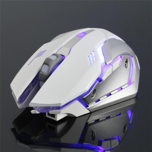 Перезаряжаемая x7 беспроводная светодиодная подсветка USB Optical Ergonygic Gaming Mouse Sem Fio Fashion Notebook Desktop Computer Mute Games Mute Mute Mute Mute