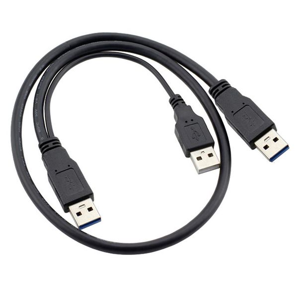 60CM Super velocidade USB 3 0 cabo Y de alimentação 2 USB3 0 macho para USB macho para disco rígido externo 1937