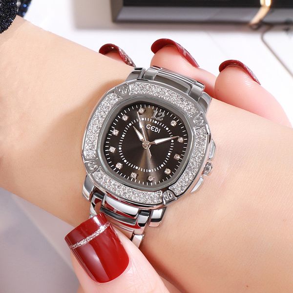 Women Watch Uhren hochwertige Luxus-Modedesigner wasserdichte Quarz-Batterie Full Star Square Legierung 40,5mm Uhr