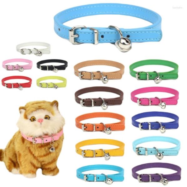 Hundehalsbänder Leder Katzenhalsband mit Glocke Sicherheit verstellbare Welpenhalskette für Kätzchen Kleine Halsband Chihuahua Haustierzubehör