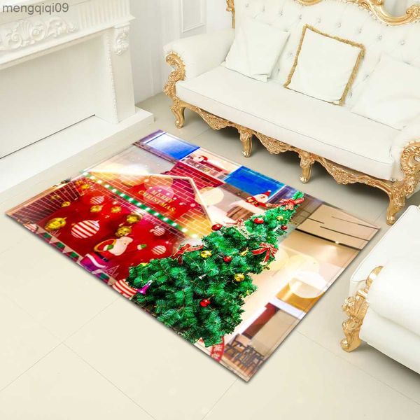 Teppiche Weihnachten Schlafzimmer Wohnzimmer Teppich Home Flur Nachttisch Kinder Dekor 3D Teppich Balkon Badezimmer Anti-Rutsch-Bodenmatte Alfombra R230731