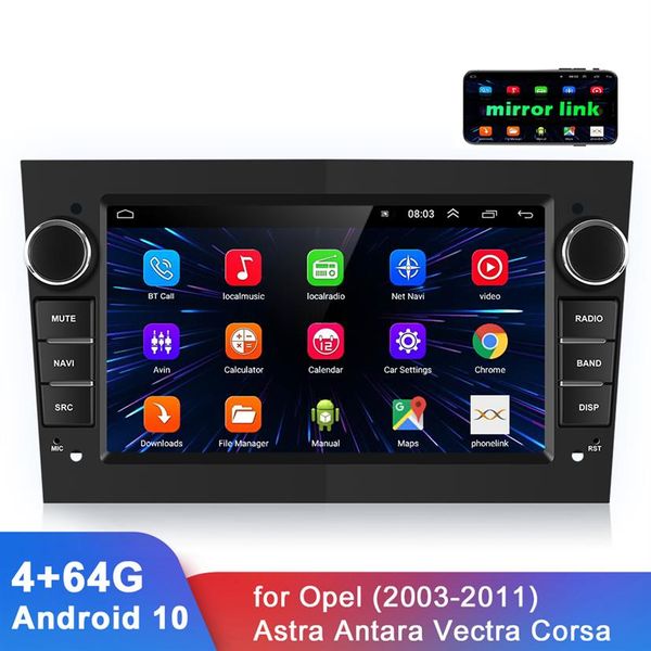 7 2 Din Android 10 Autoradio 4G 64G GPS Bluetooth Audio Stereo Mirror Link FM Autoradio Lettore multimediale per Opel Astra231o