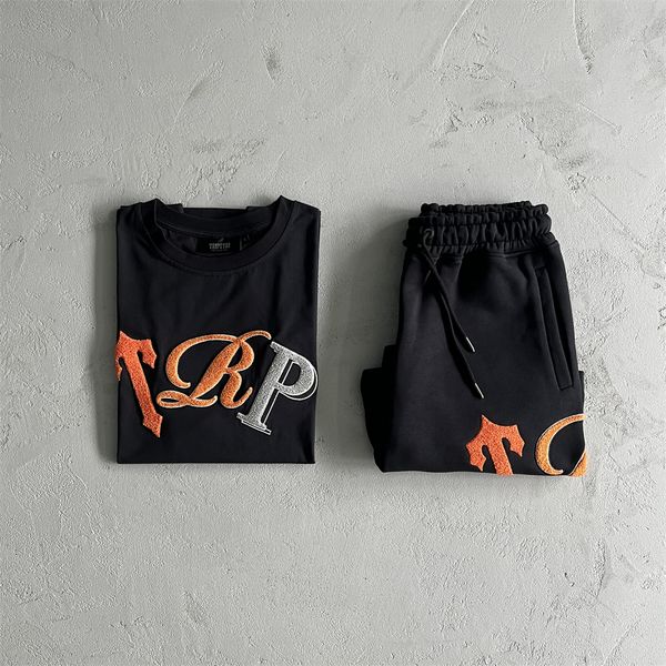 Tute Trapstar TRP SHORTSET-BLACK/ORANGE Estate Uomo Shopping Viaggi Moda Pantaloncini manica corta Set Taglia EU