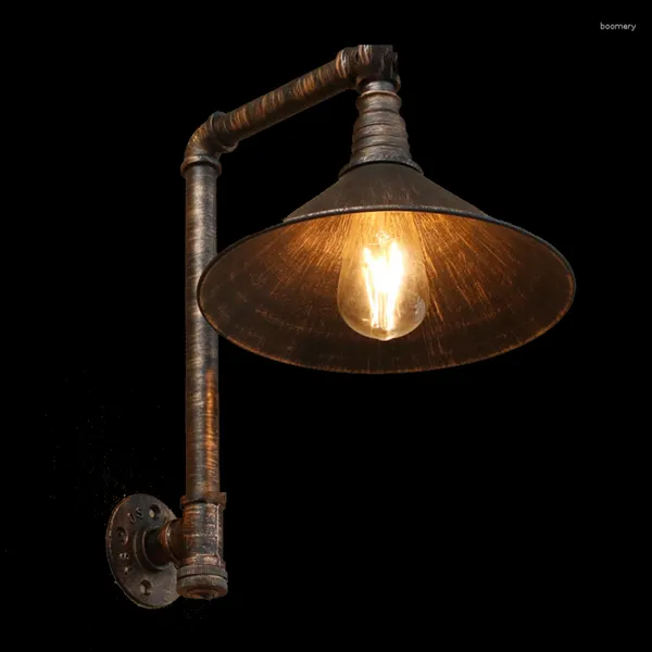 Lampada da parete Stream Punk Iron Rust Water Pipe Retro E27 LED Sconce Lights con interruttore per comodino Soggiorno Cucina Bar