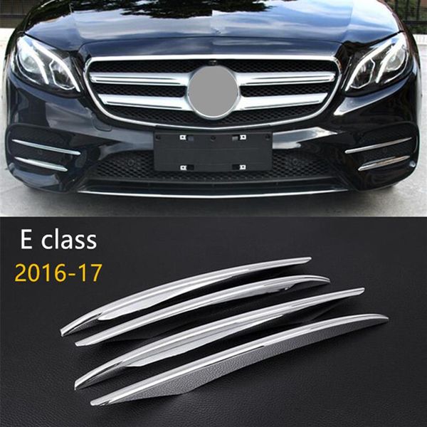 Chrome Abs Ön Sis Lamba Çerçevesi Dekorasyon 3D Etiketler Mercedes Benz Yeni E Sınıfı W213 2016-17 Araba Aksesuarları2073