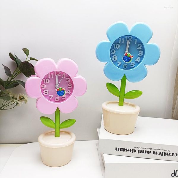 Tischuhren Kreative Nette Blume Dekorative Uhr Für Studenten Stumm Alarm Kinder Handgemachte Diy Schlafzimmer Ornament Uhr