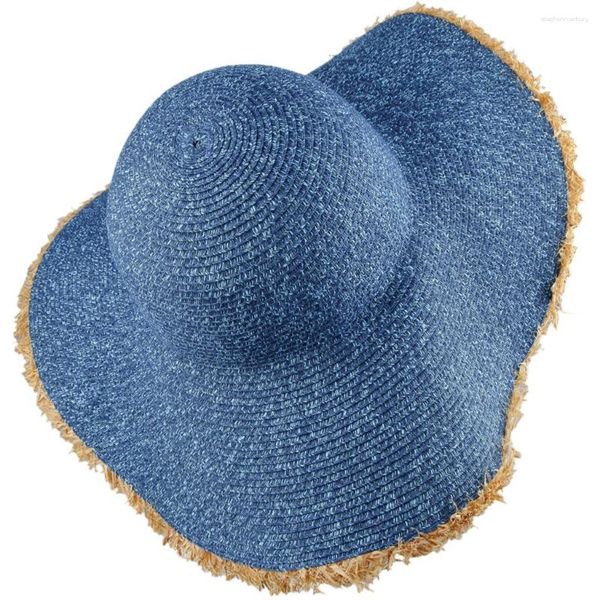 Cappelli a tesa larga Summer Beach Cappellino per protezione solare femminile Pieghevole Sole di paglia per le donne