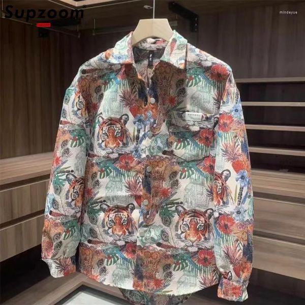 Herrenjacken Supzoom 2023 Ankunft Top Mode Marke Kleidung Umlegekragen Offener Stich Chemise Tiger Casual Hemden Jacke Männer Mantel