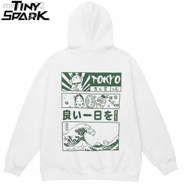 Sweats à capuche pour hommes Sweats japonais Harajuku Sweat à capuche Streetwear Sweat 2023 Hommes Drôle Chat Japon Grande Vague Graphique Coton Pull À Capuche HipHop HKD230731