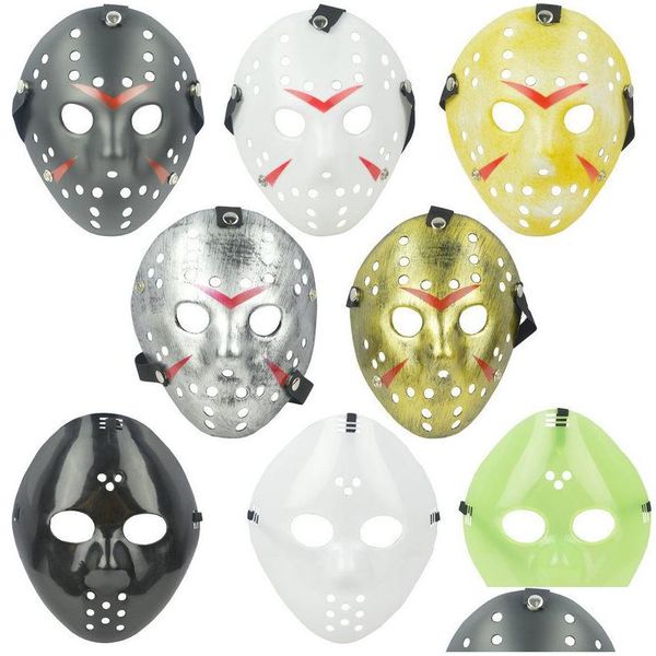 Máscaras de festa Fl Face Masquerade Jason Cosplay Skl Vs Friday Horror Hockey Halloween Traje Scary Mask Festival Drop Delivery Home Ga Dhonz
