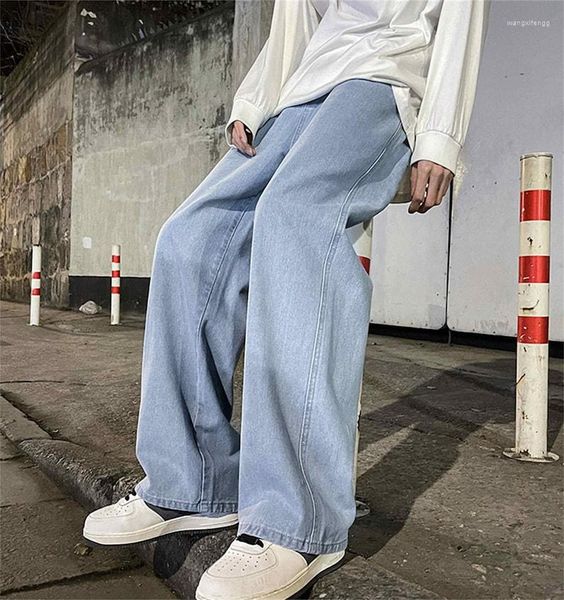Jeans Masculino Calças Casual Grandes para Estudantes Streetwear Reto Solto Perna Larga Y2K Homens Mulheres Preto Cinza Azul
