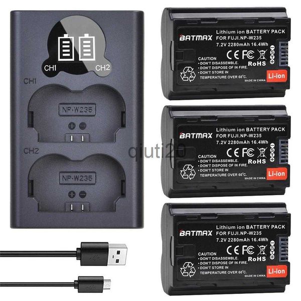 Kamerabatterien 3 Stück NP-W235 NP W235 2280 mAh Lithium-Ionen-Akku + LCD-USB-Doppelladegerät mit Typ-C-Anschluss für FujifilmX-T4 GFX 100S x0731